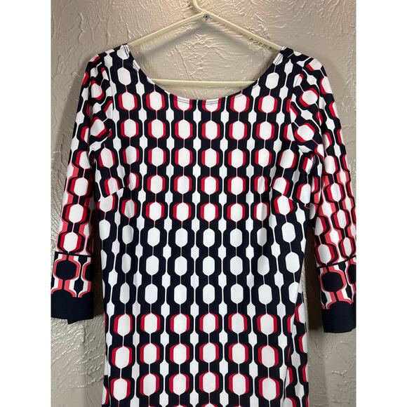 APT.9 Multicolor Shift Dress 3/4 Sleeve Geometric Print Scoop Neck Womens Small - Picture 3 of 4